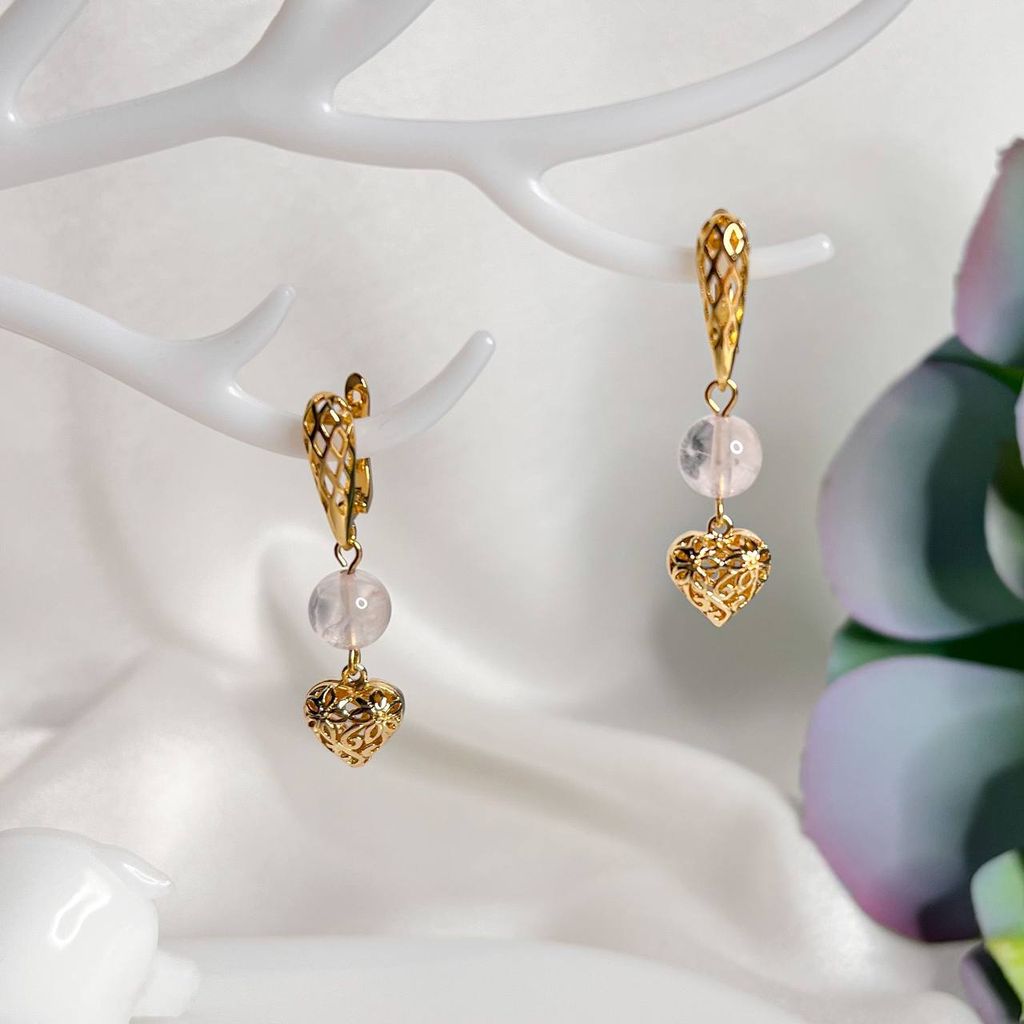Серьги из Розовым кварцем