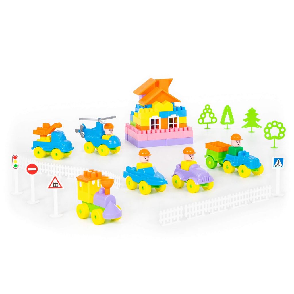 Тележка Caddie + конструктор Строитель (160 элементов) (в пакете) - Полесье фото 5