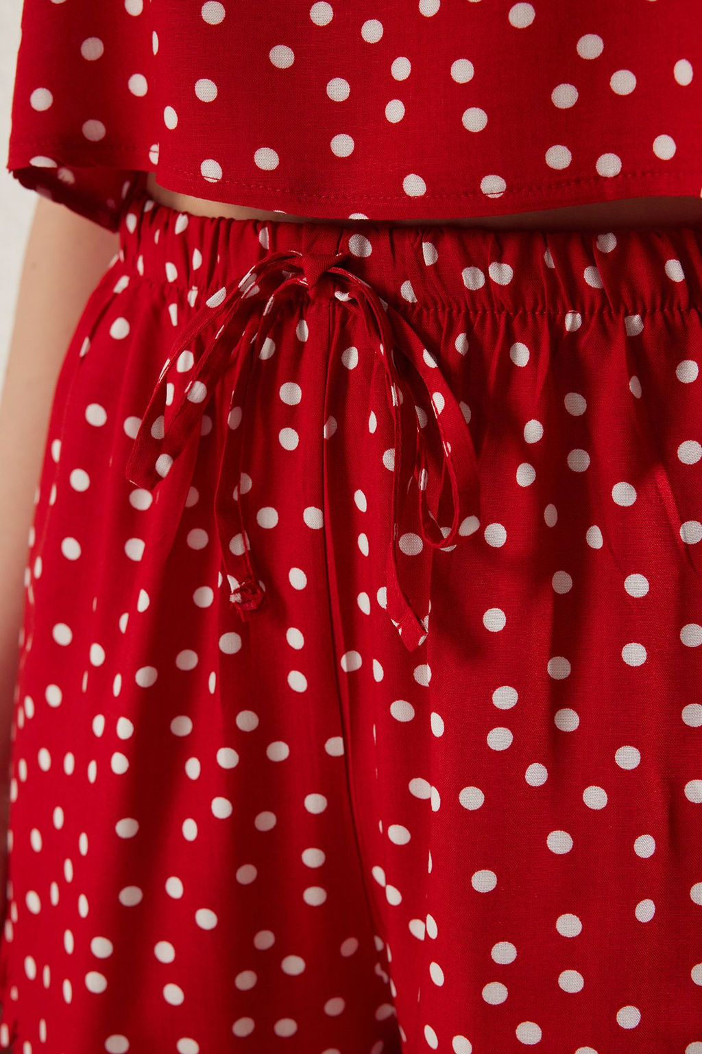 Trendyolmilla Beyaz Puantiyeli F?rf?r Detayl? Ip Ask?l? Viskon Sortlu Dokuma Pijama Tak?m? THMSS21PT0742 фото 30