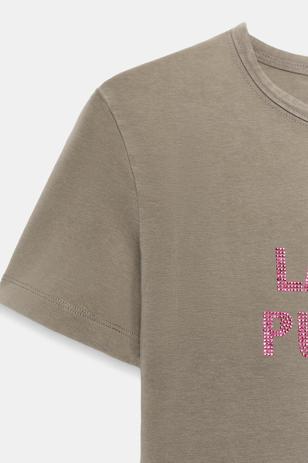 CAMISETA LAVADA TEXTO BRILLOS / Khaki - Zara фото 6
