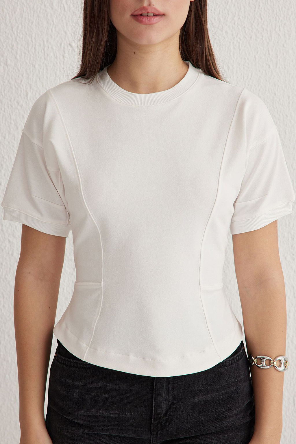 Trendyolmilla Siyah Fitted/Vucuda Oturan Bisiklet Yaka Esnek Orme Bluz TWOSS25BZ00009  фото 8