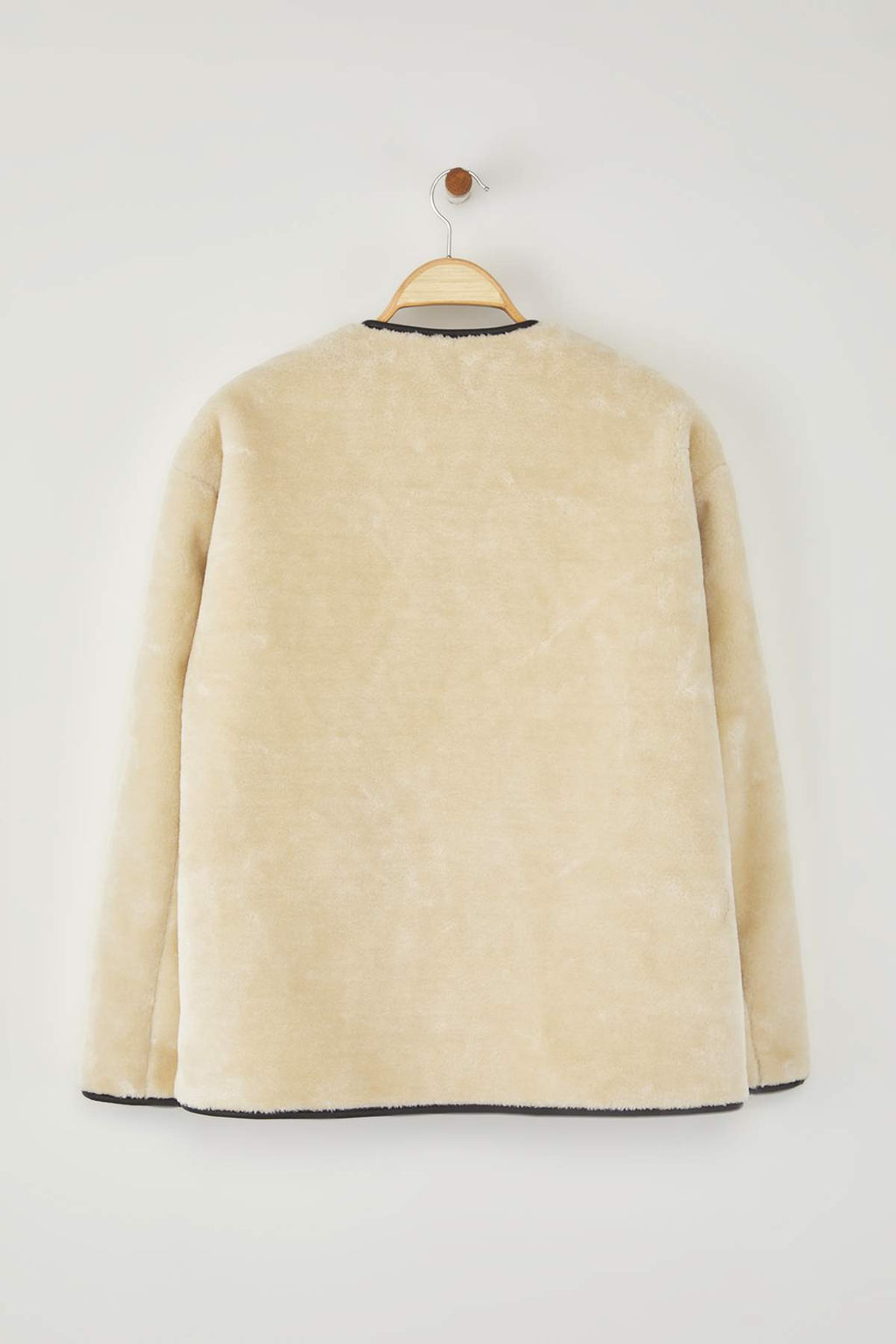 Ekru Oversize Kal?p Pelus Ceket Mont TWOAW26MO00054