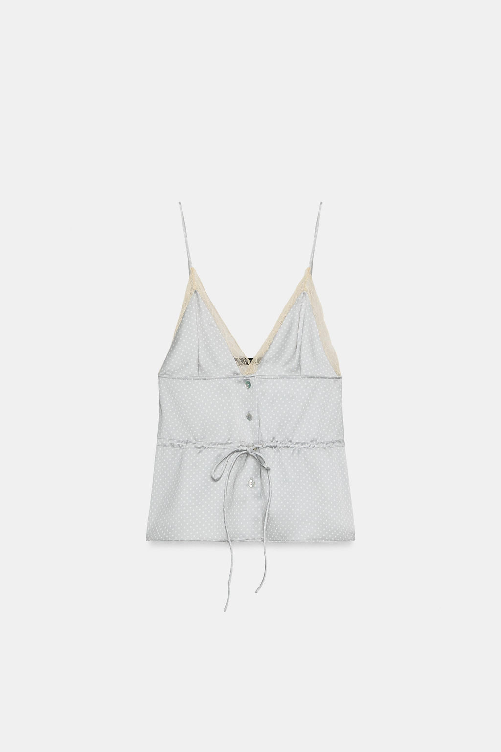 TOP SATINADO ENCAJE / Blanco / Gris - Zara фото 2