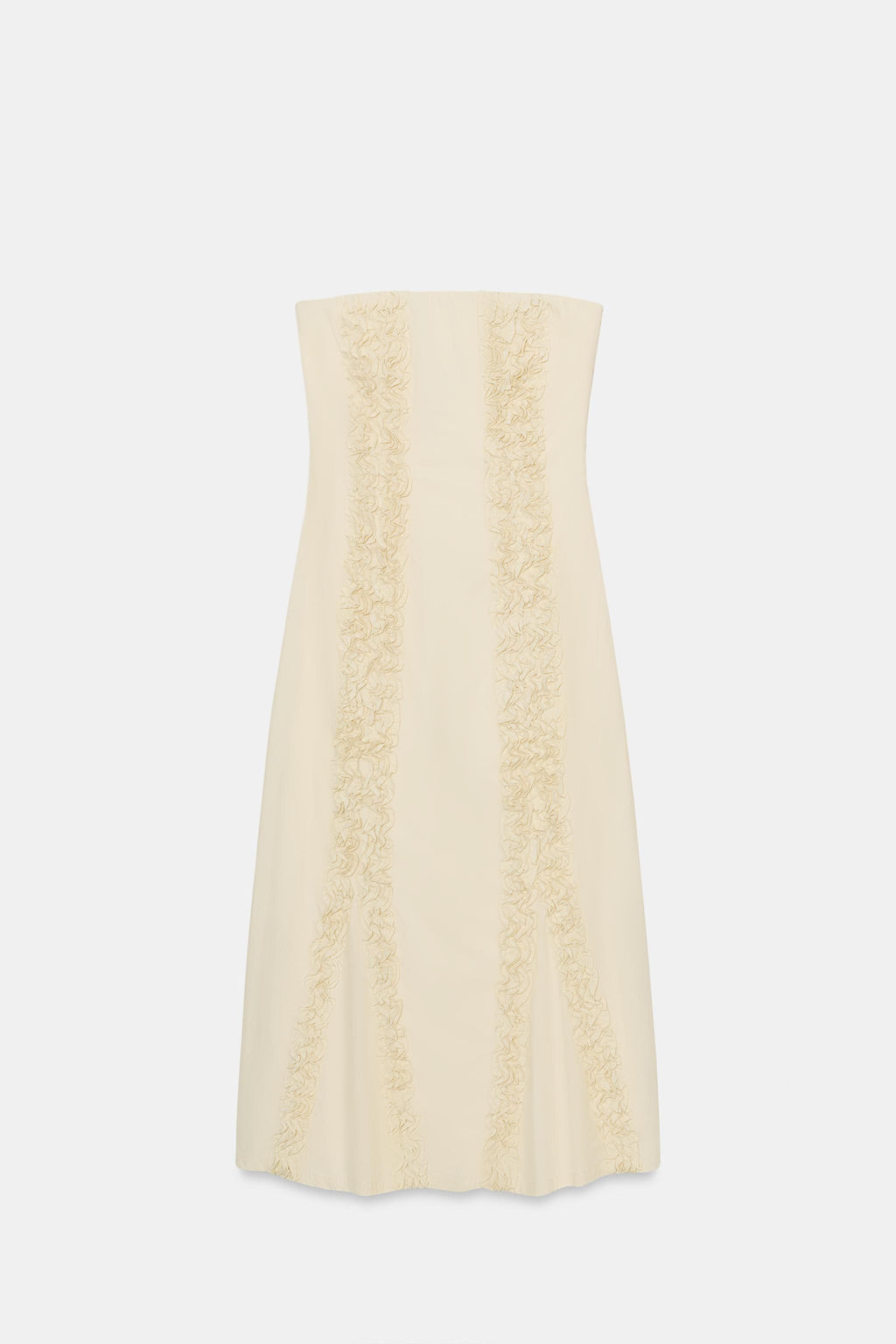 VESTIDO MIDI VOLANTES RELIEVE / Marfil - Zara фото 6