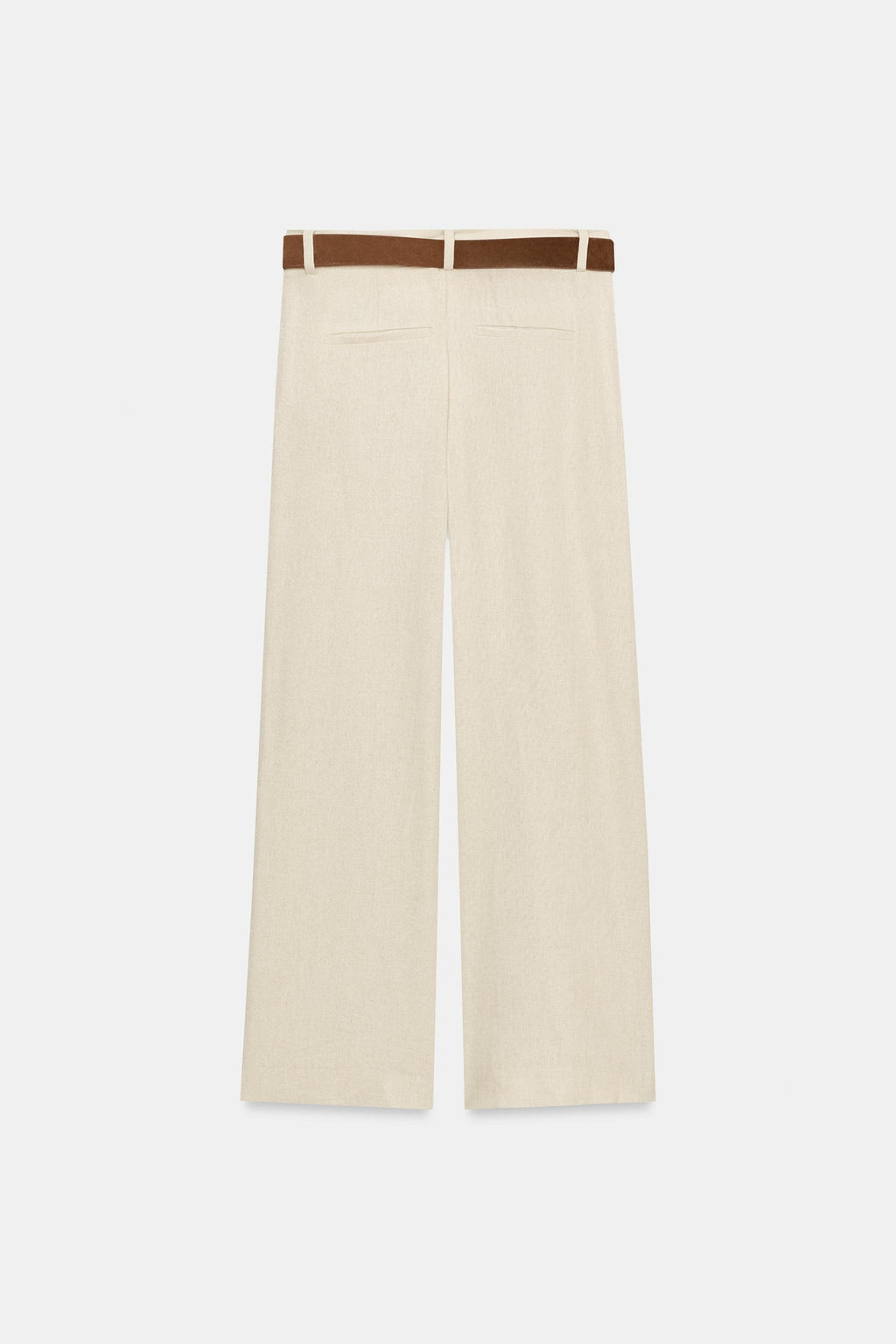 PANTAL?N CULOTTE CON LINO CINTUR?N / Beige claro