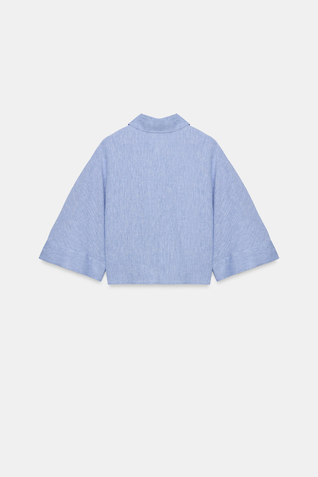 CAMISA NUDO CON LINO / Azul claro