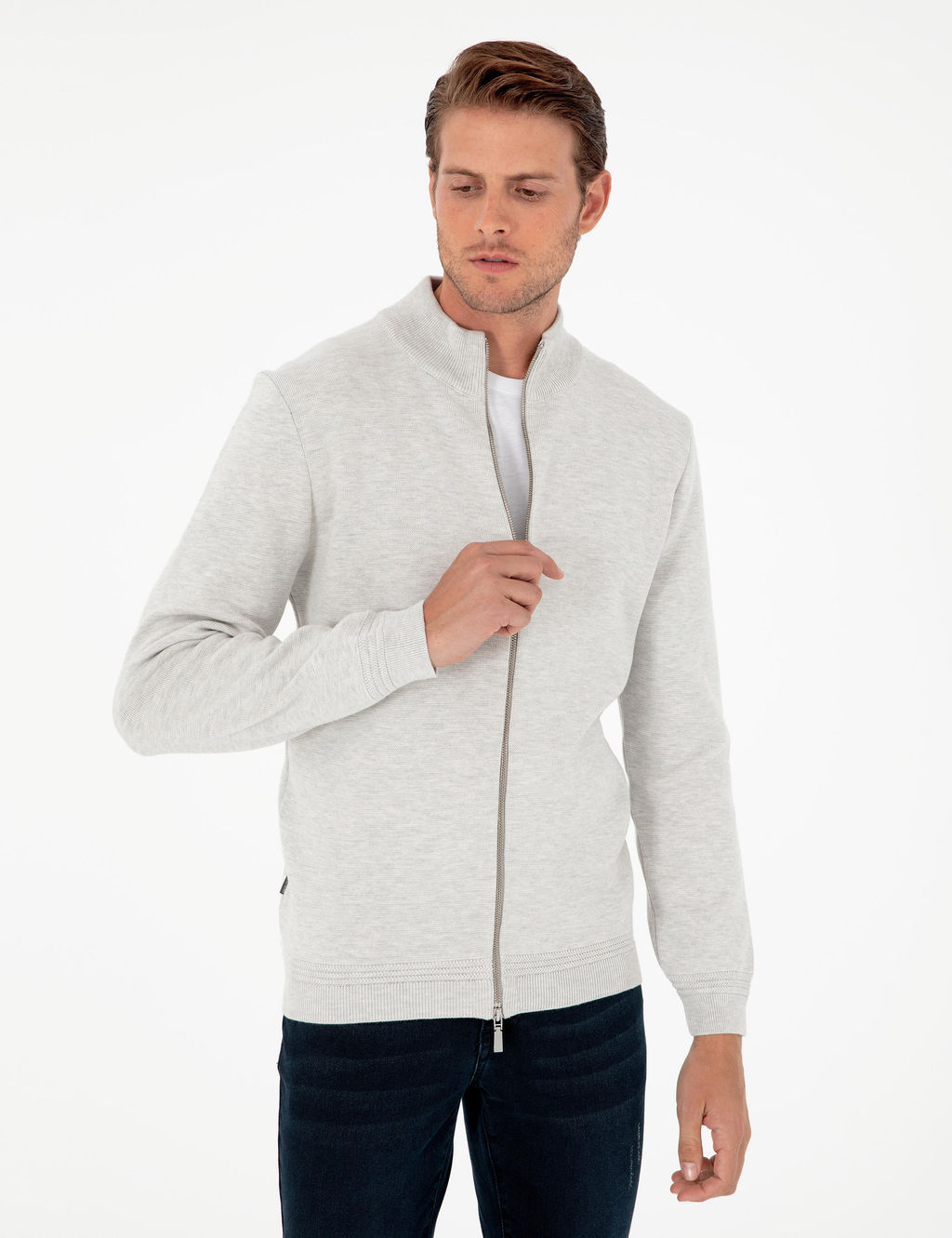 A__k Gri Melanj Regular Fit Fermuarl_ Triko H_rka - Pierre cardin фото 3
