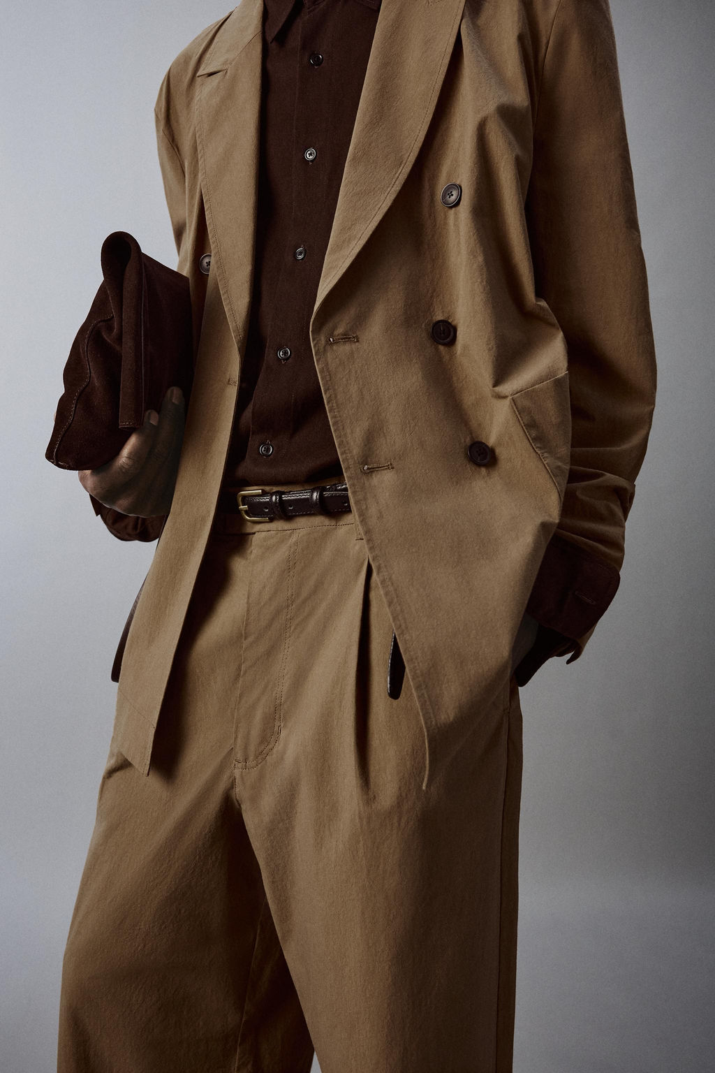 PANTAL?N T?CNICO WIDE FIT TRAJE / Camel claro - Zara фото 6