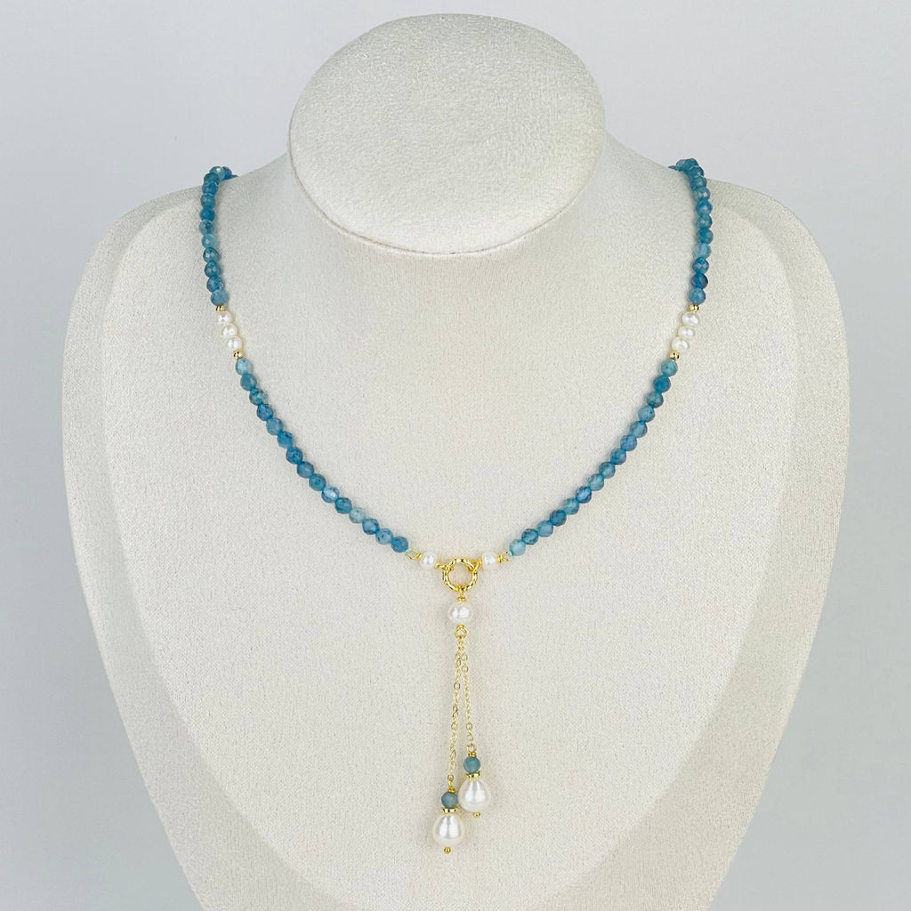 Колье из Аквамарина и Жемчуга 42 см +