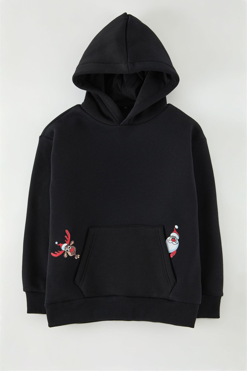 Siyah Erkek Cocuk Duz Orme Mini Me Y?lbas? Modeli Sweatshirt TKDAW25SW00124