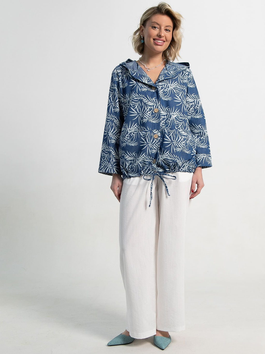 Пыльник Летний день (бело-синий) Б15182-8М - Lt collection фото 9