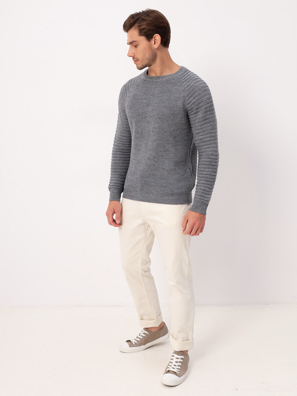 Джемпер мужской CASINO c129-полосы 3D (м.серый)  фото 7