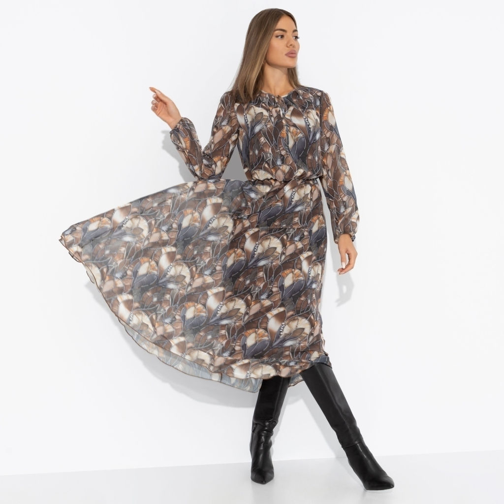 Платье нарядное на подкладе, Летящие мгновения (brown) - Charutti фото 2