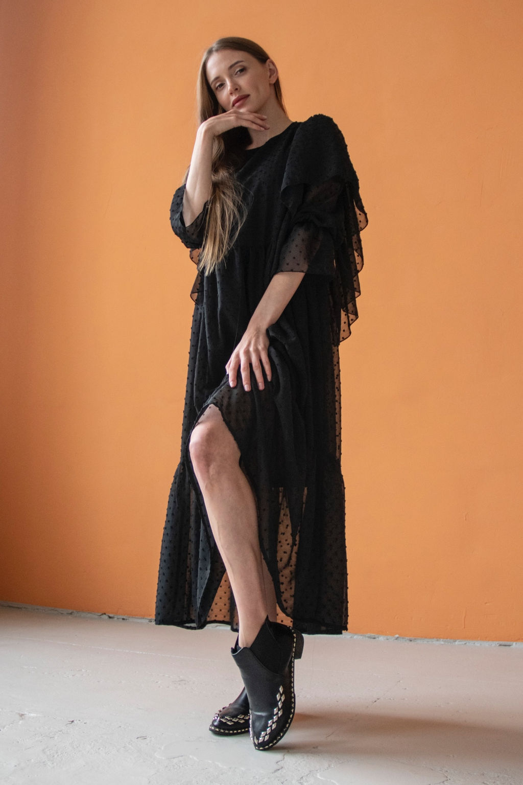 Платье шифон LOVE052/02/Черный