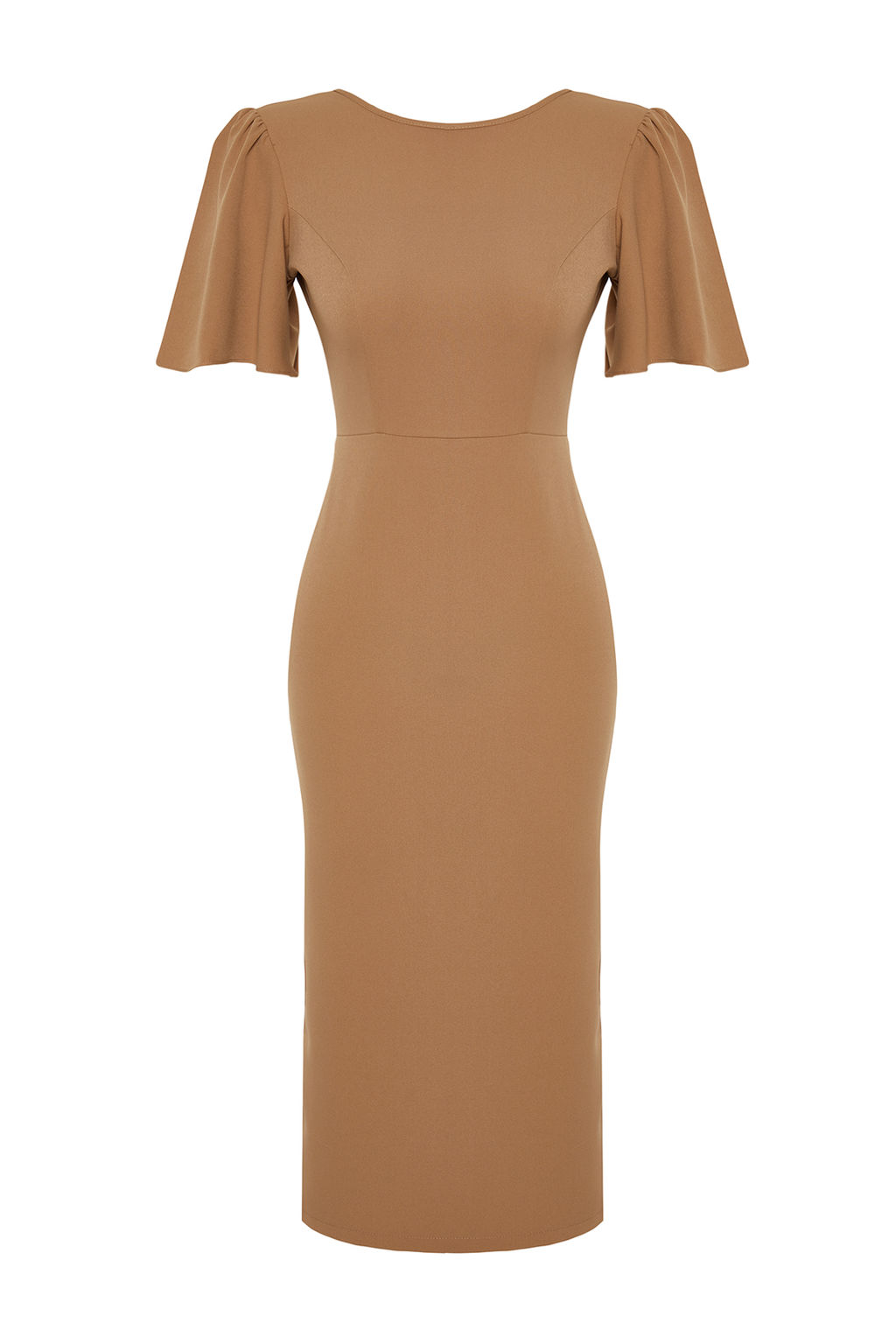 Vizon A Kesim Kolda Pili Detayl? Midi Kalem Etek Dokuma Elbise TWOSS24EL00659