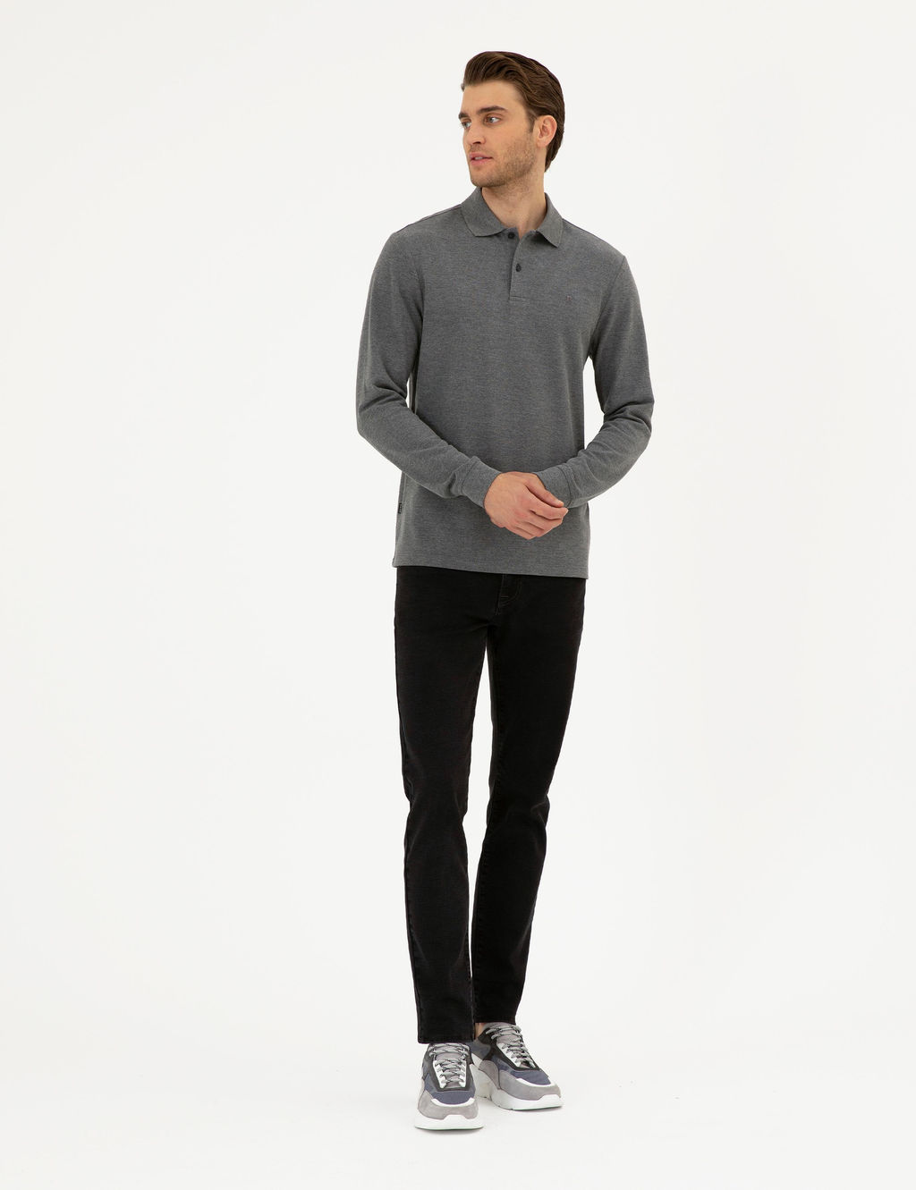 Antrasit Melanj Slim Fit Basic Sweatshirt - Pierre cardin фото 4