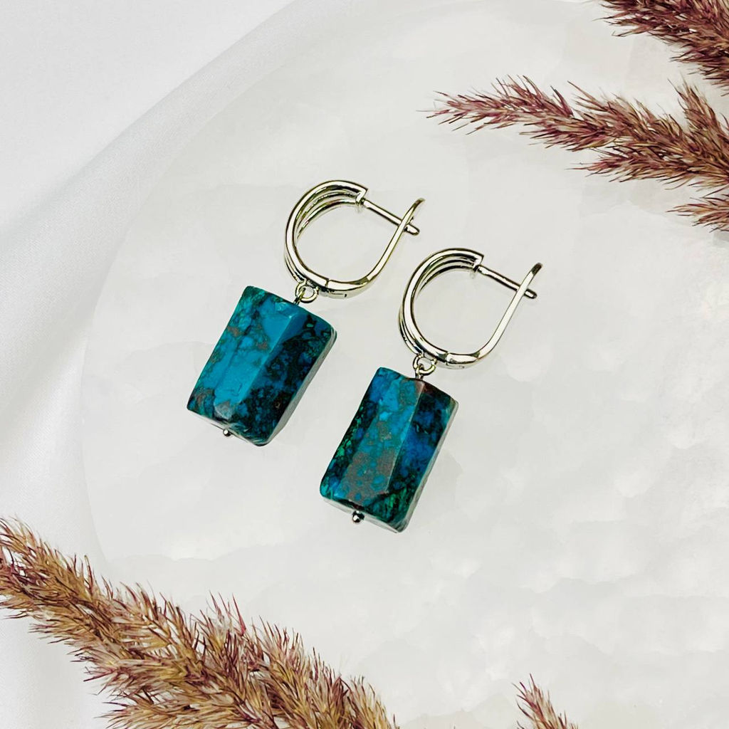 Серьги из Хризоколлы - Радуга самоцветов фото 2