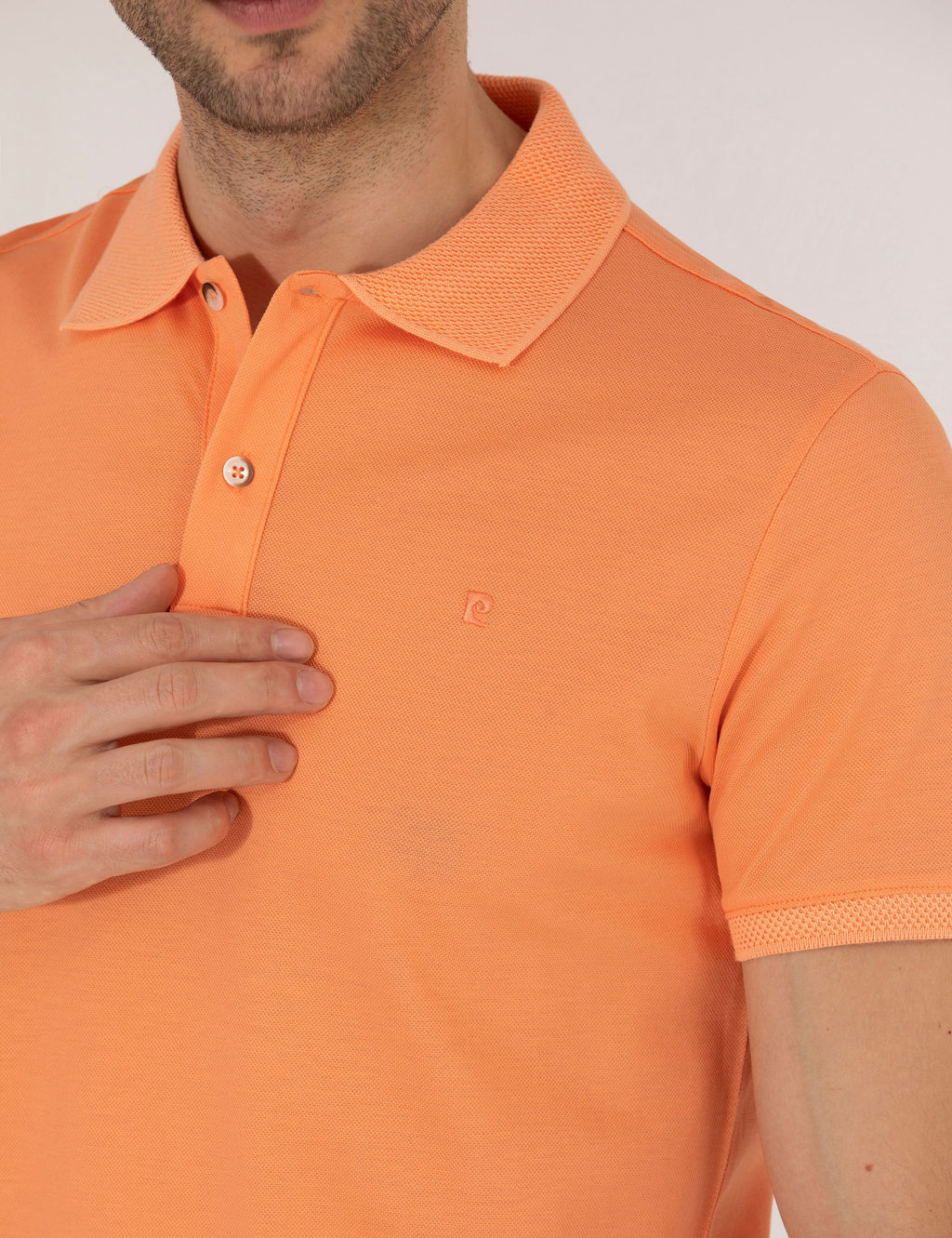 A__k Turuncu Slim Fit %100 Pamuk Polo Yaka Merserize Ti__rt