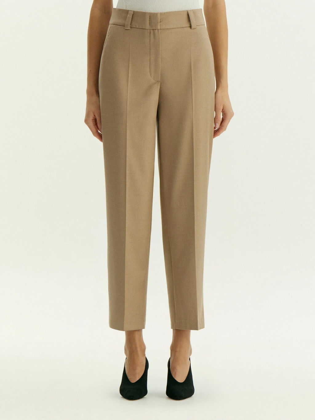 Брюки зауженного кроя из костюмной шерсти, D397/ant - Emka фото 4