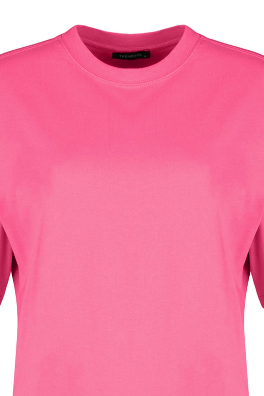 Fusya%100 Kal?n Pamuklu Premium Oversize/Genis Kal?p Bisiklet Yaka Orme T-Shirt TWOSS23TS00040