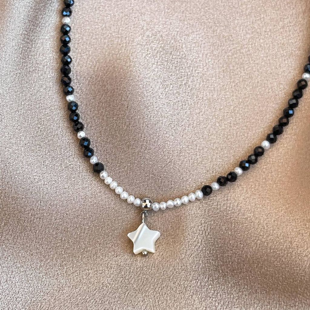 Бусы с подвеской Звезда из Шпинели и Жемчуга - Радуга самоцветов фото 5