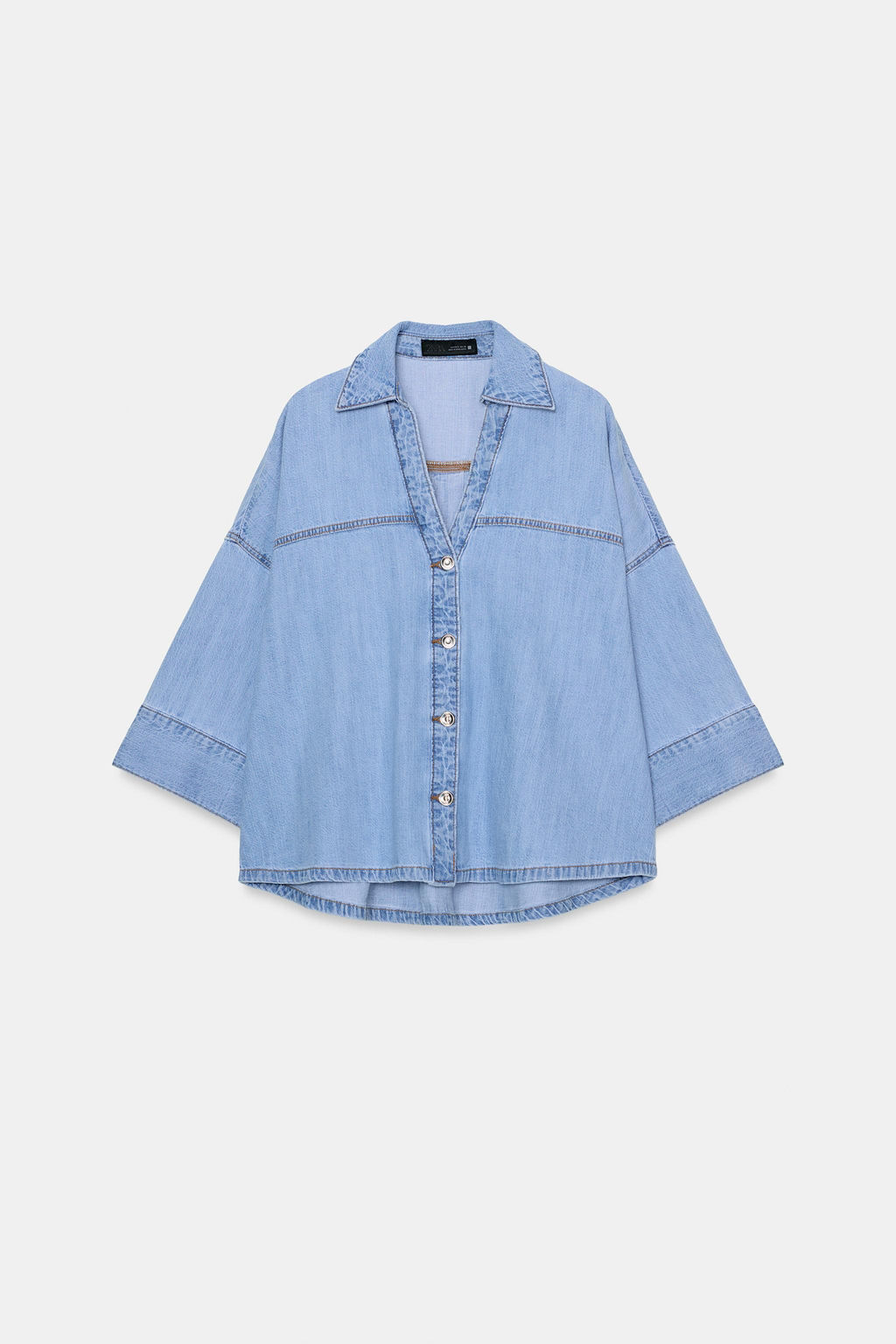 Z1975 CROPPED DENIM SHIRT - Zara фото 14
