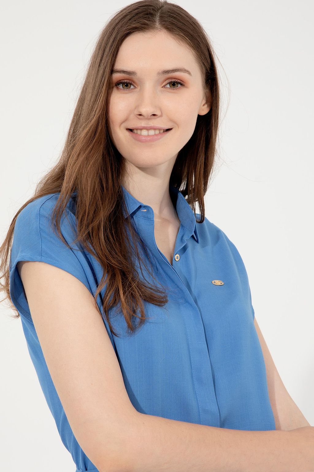 Женское синее тканое платье - U.s. polo assn фото 3