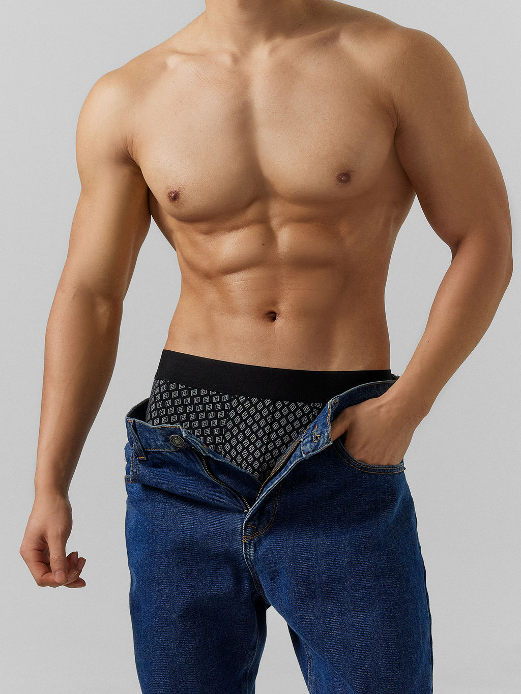 Цена за 2 штуки! Трусы боксеры мужские черные с принтом ромбы на черном2 411215