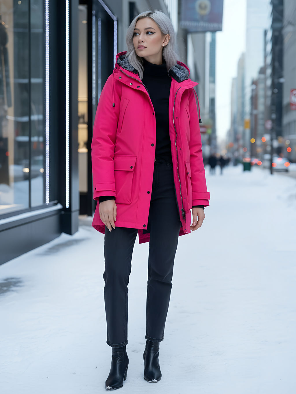 Парка женская зимняя MTFORCE c капюшоном розового цвета 2329R  фото 46