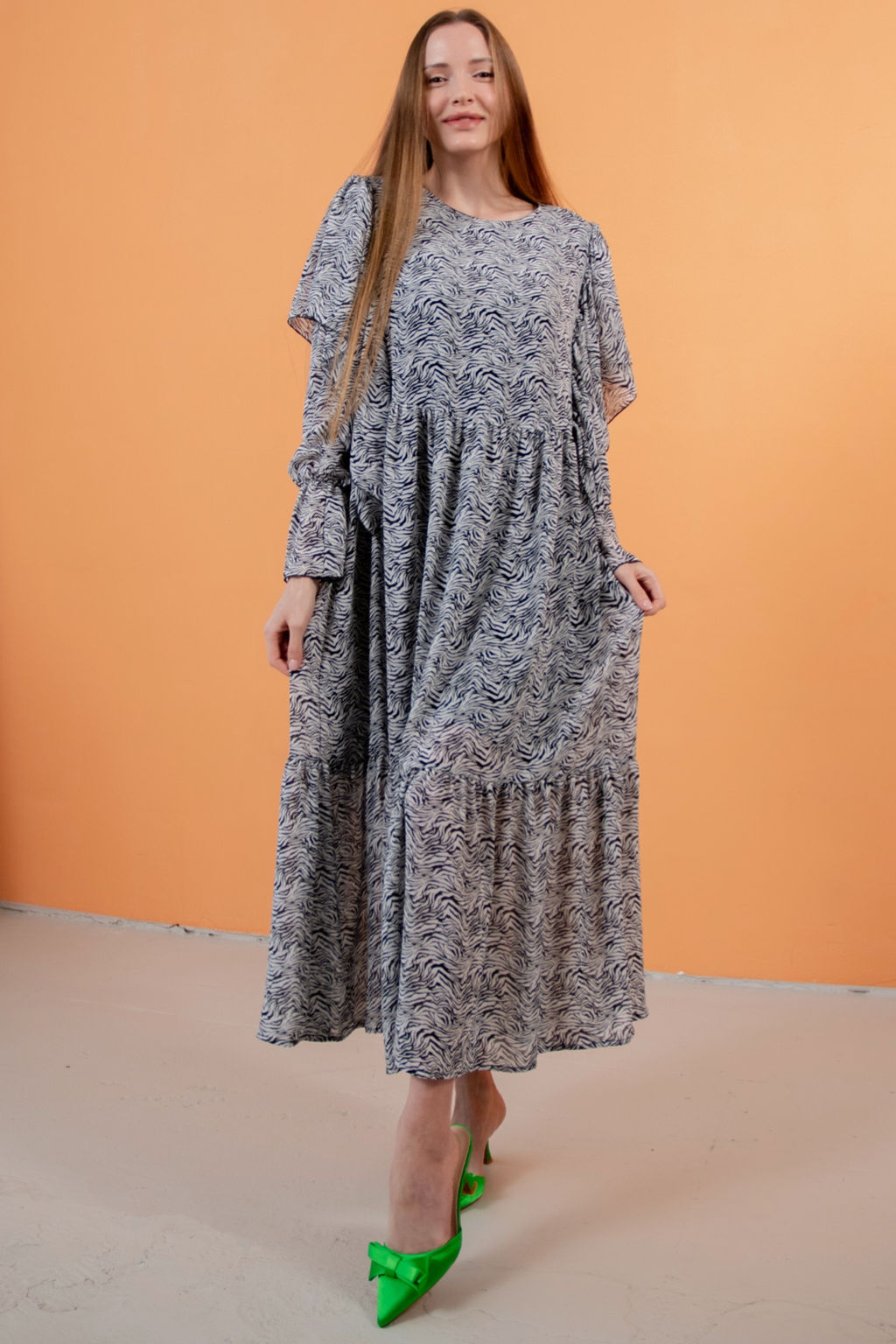 Платье шифон LOVE052/04/Белый, черный