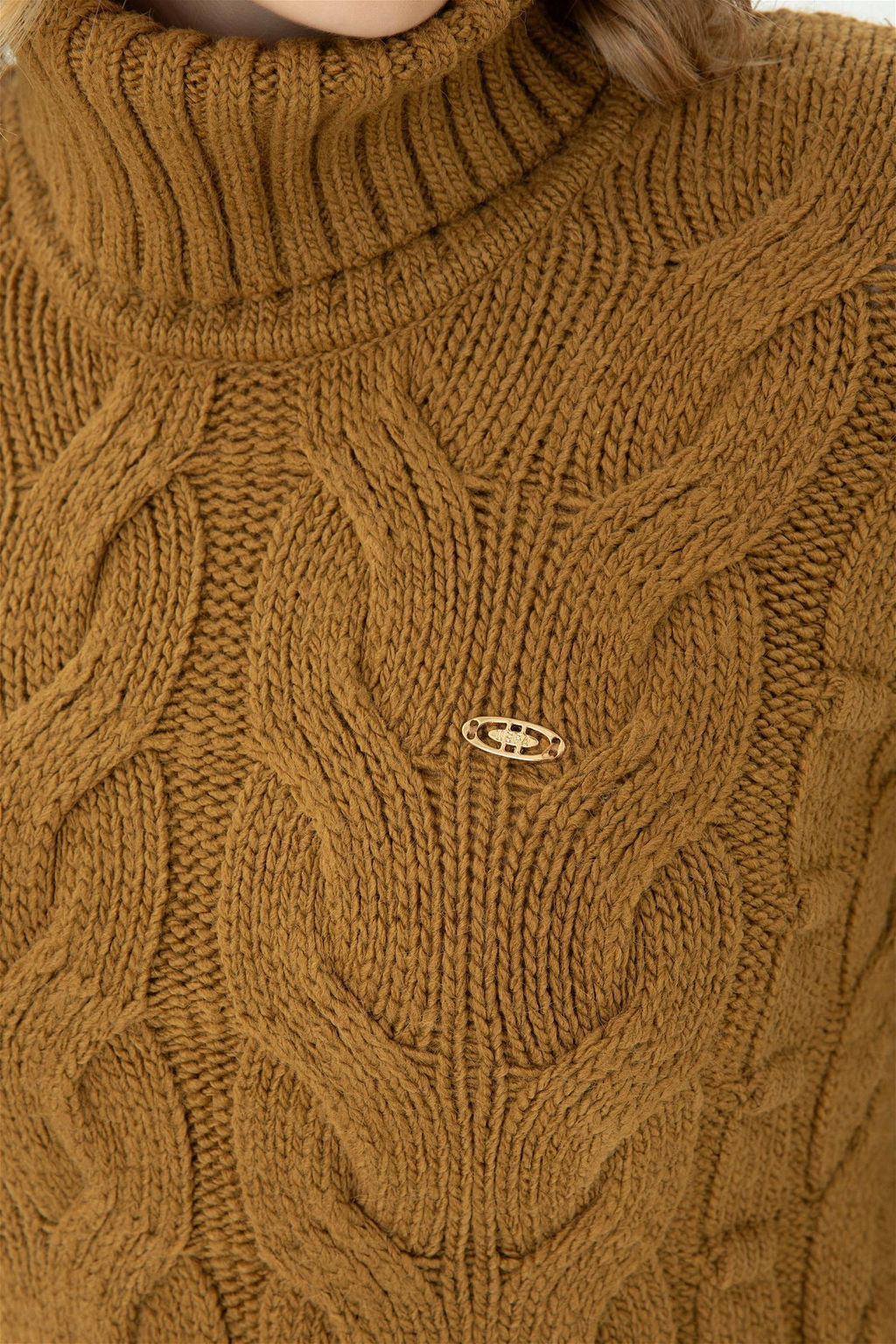 Женский легкий свитер с водолазкой цвета хаки - U.s. polo assn фото 7