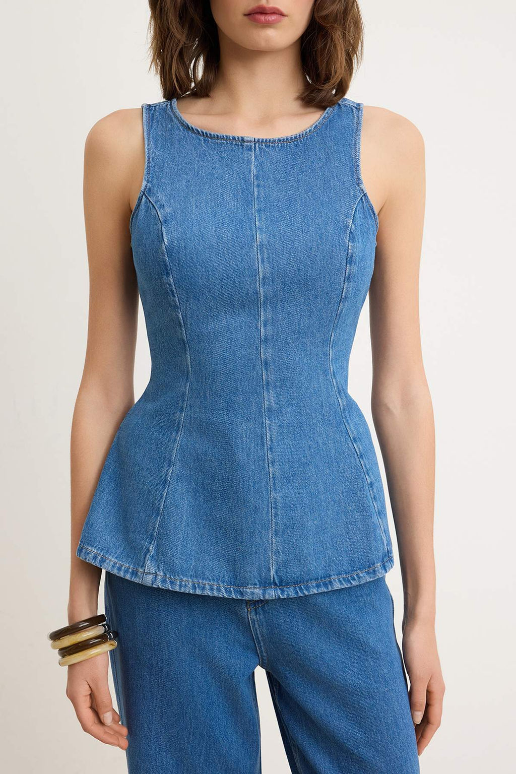 Mavi Ask_l_ Peplum %100 Pamuk Denim Bluz TWOSS26BZ00196 - Trendyolmilla фото 3