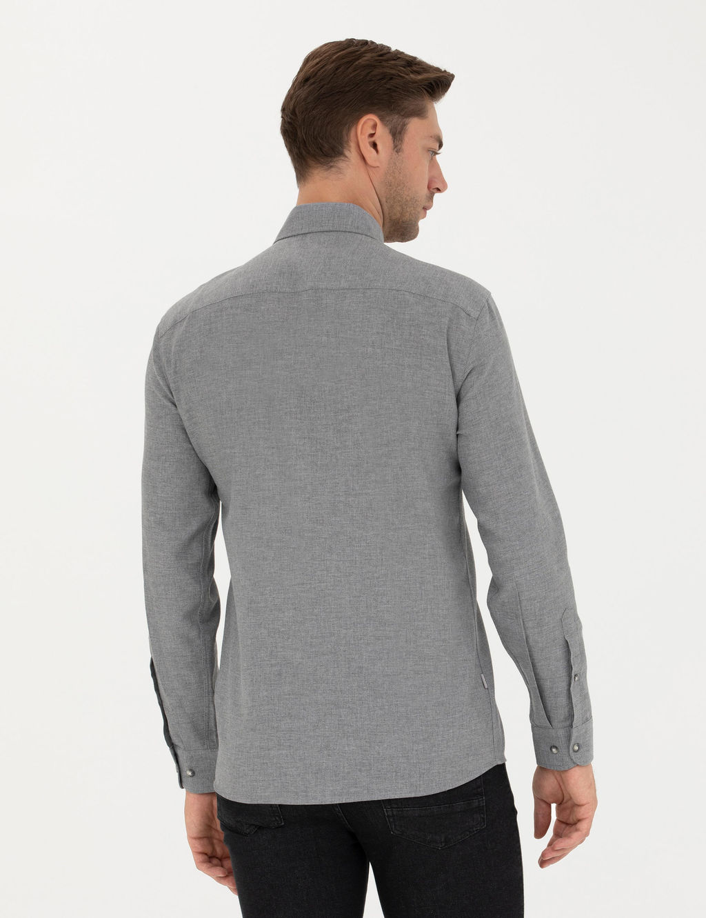 Gri Slim Fit Uzun Kollu G_mlek - Pierre cardin фото 5