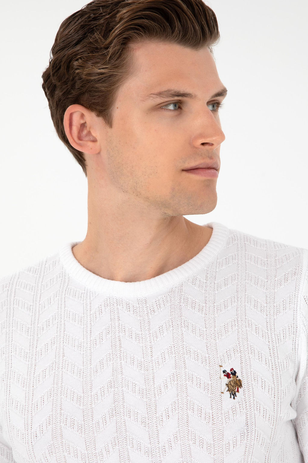 Мужской белый базовый свитер - U.s. polo assn фото 2