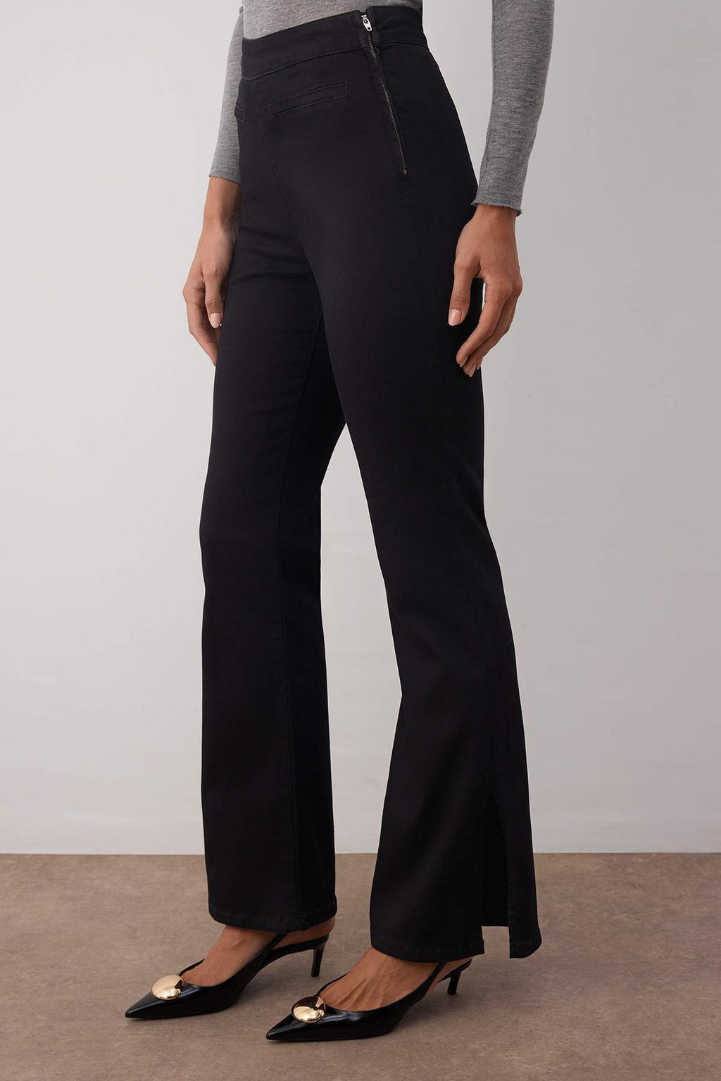 Siyah Bel Detayl? Yuksek Bel Ispanyol Paca Flare Jeans TWOAW26JE00103