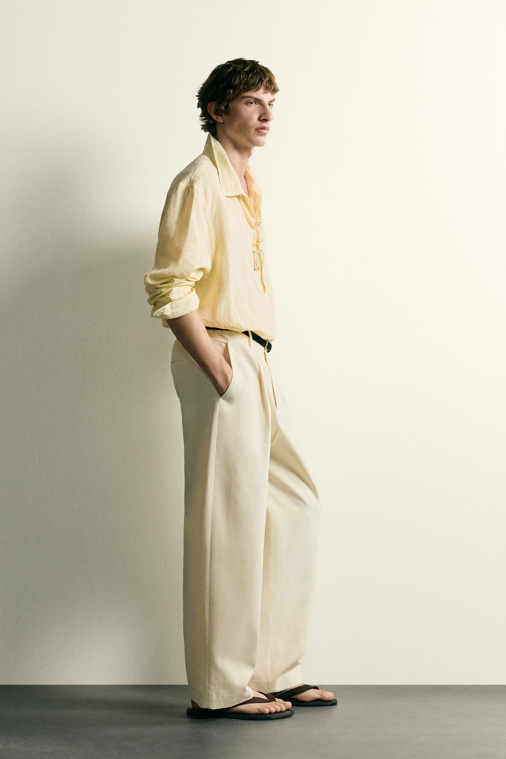 CAMISA POLO 100% LINO / Amarillo pastel - Zara фото 4