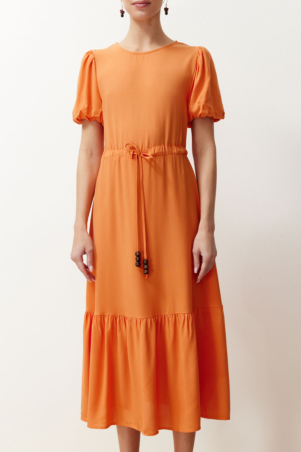 Kiremit Buzgu Detayl? Volanl? Maxi Dokuma Elbise TWOSS24EL00435 - Trendyolmilla фото 5