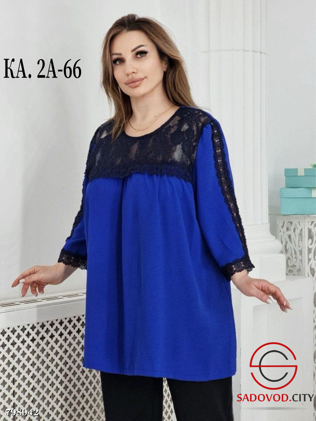 Блузка из сингапура с гипюром - Bruno фото 6