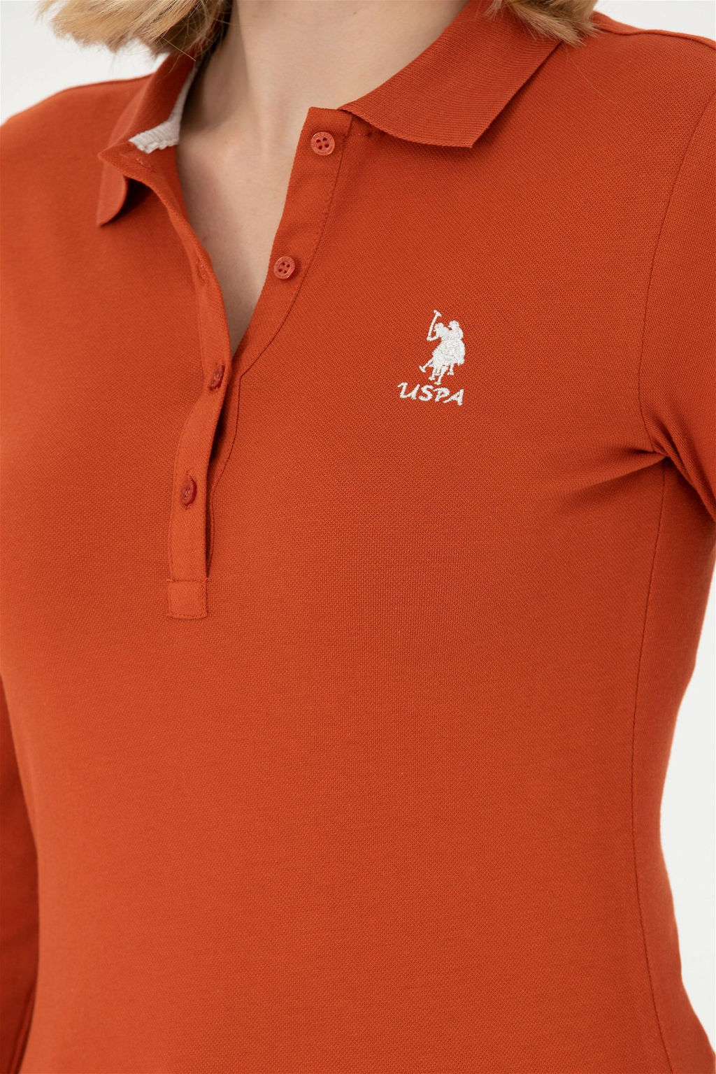 Женский базовый свитшот с воротником-поло Brick - U.s. polo assn фото 7