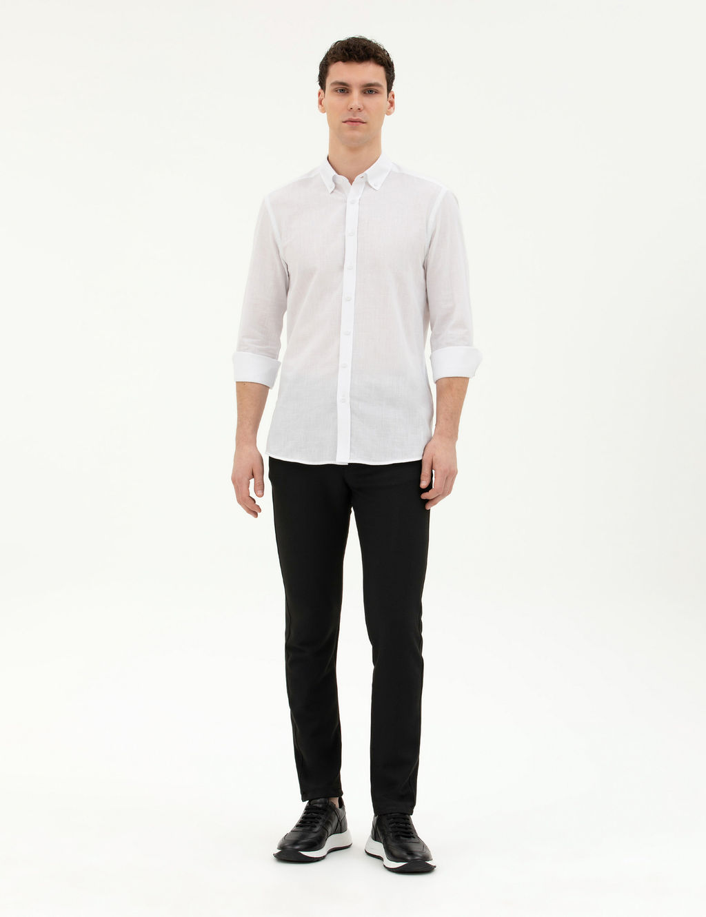 Beyaz Slim Fit Uzun Kollu G_mlek