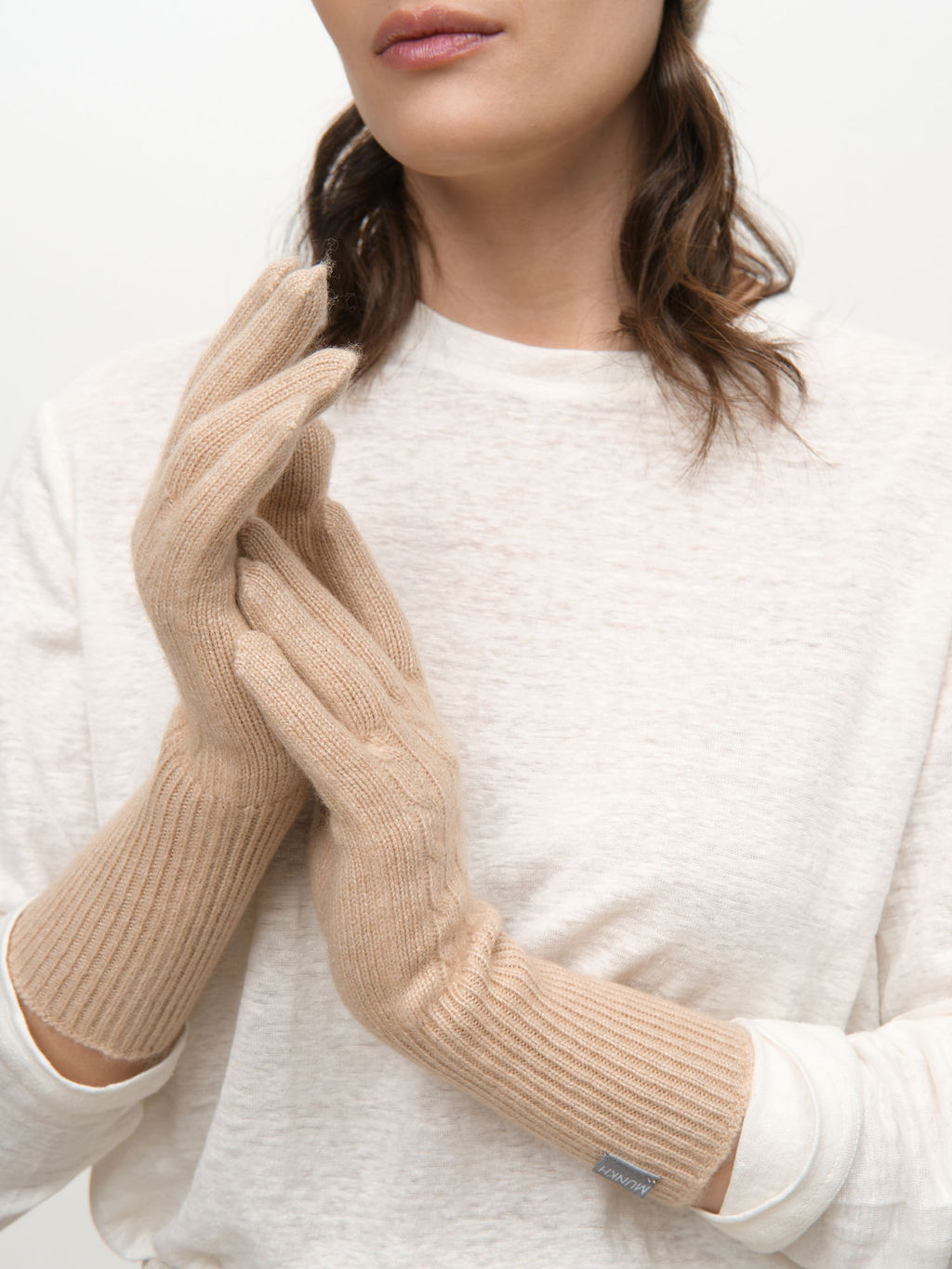 Перчатки из кашемира 31017 бежевые