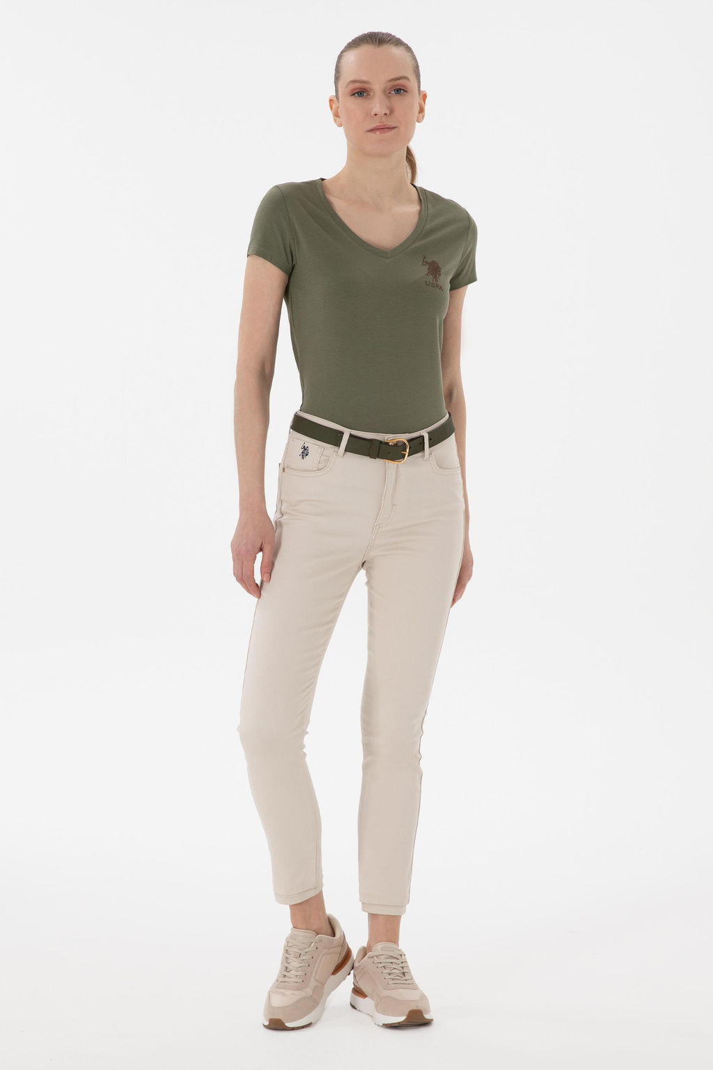 Kad_n Koyu Haki Basic Ti__rt Sepette S_rpriz _ndirim - U.s. polo assn фото 4