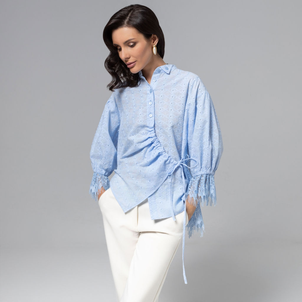 Рубашка комбинированный с кружевом, Дивная смелость (blue) - Charutti фото 2