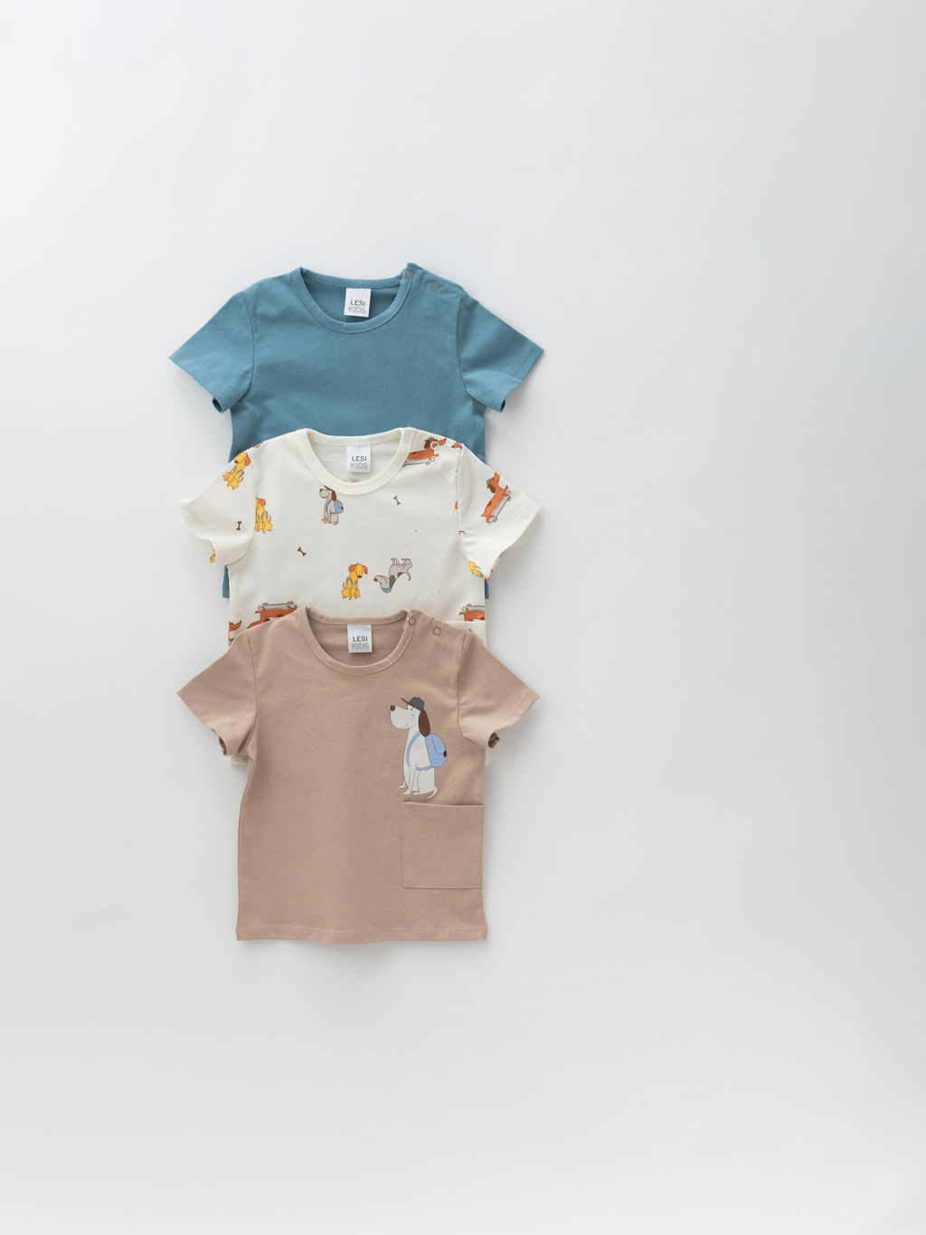 Футболка из тонкого хлопка, беж/синий - Lesi kids фото 2