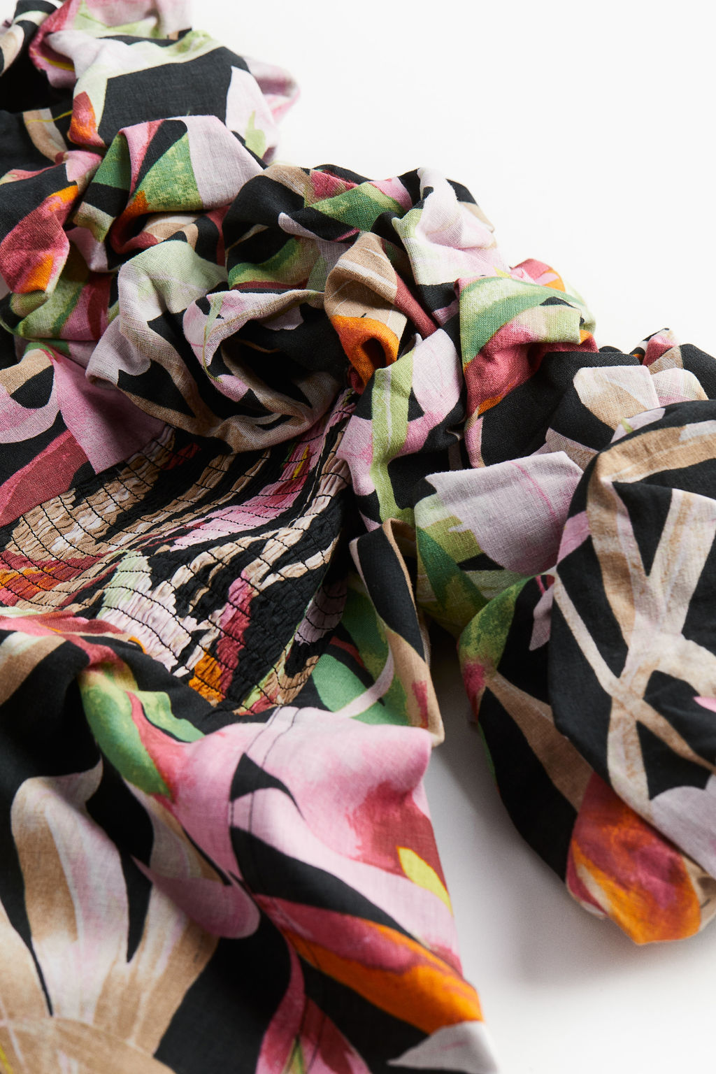 Vestido off-the-shoulder con escote abullonado - H&m фото 2