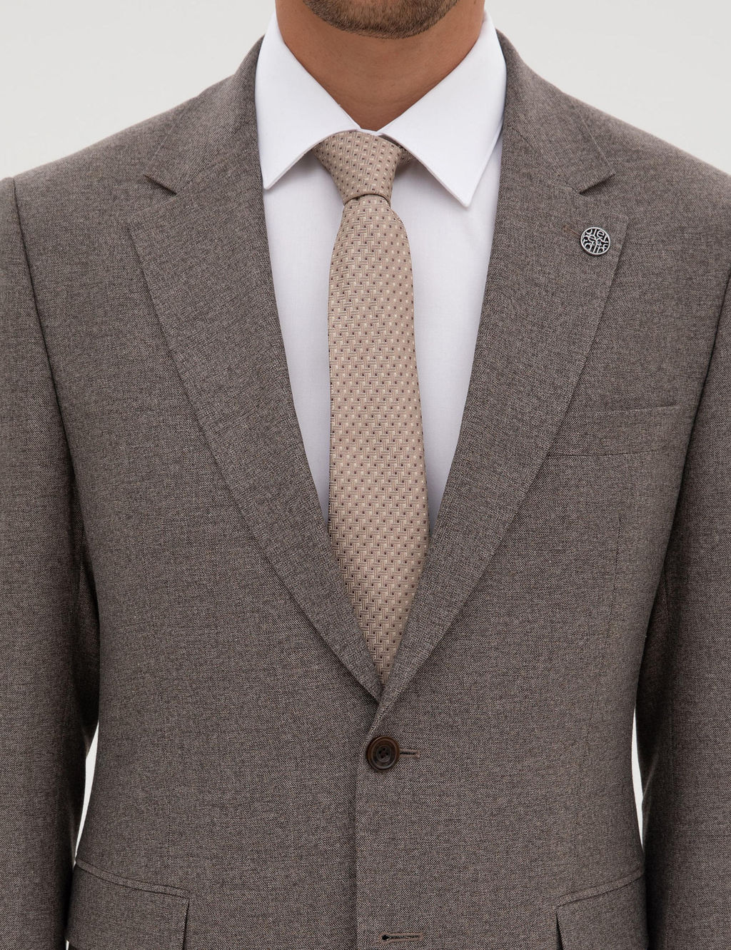 A__k Kahverengi Slim Fit Tak_m Elbise