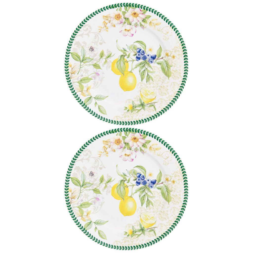 Набор тарелок десертных 2 пр. 19*19*2 см "Лимоны" фарфор NEW BONE CHINA