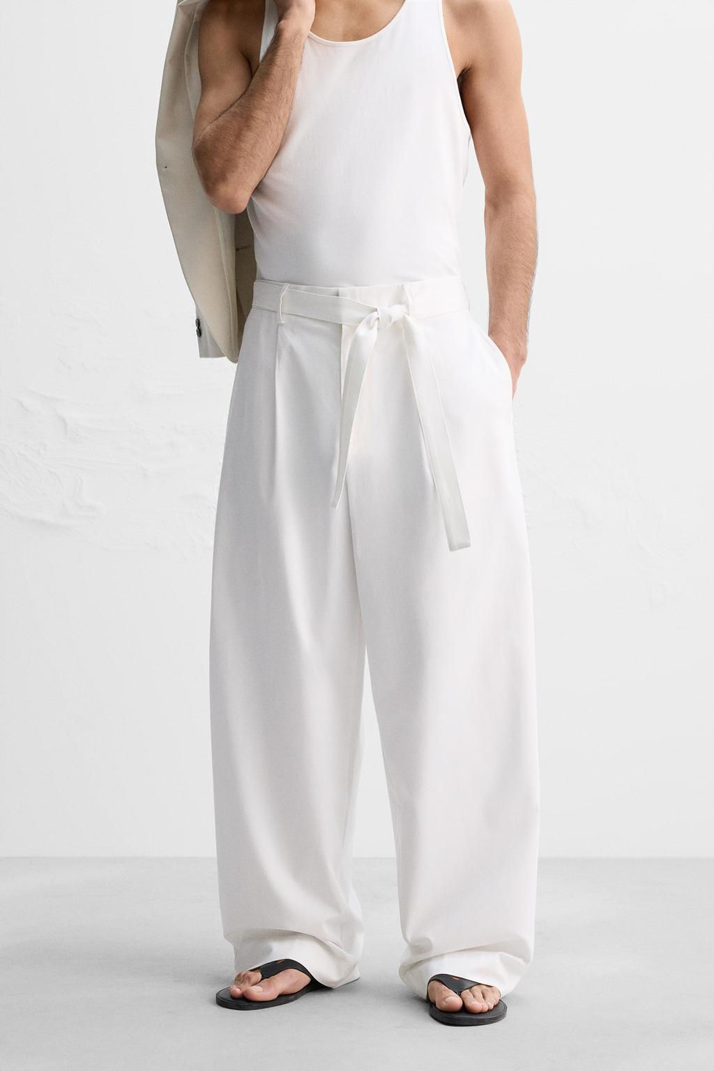 LYOCELL - COTTON TROUSERS WITH BELT - Zara фото 2