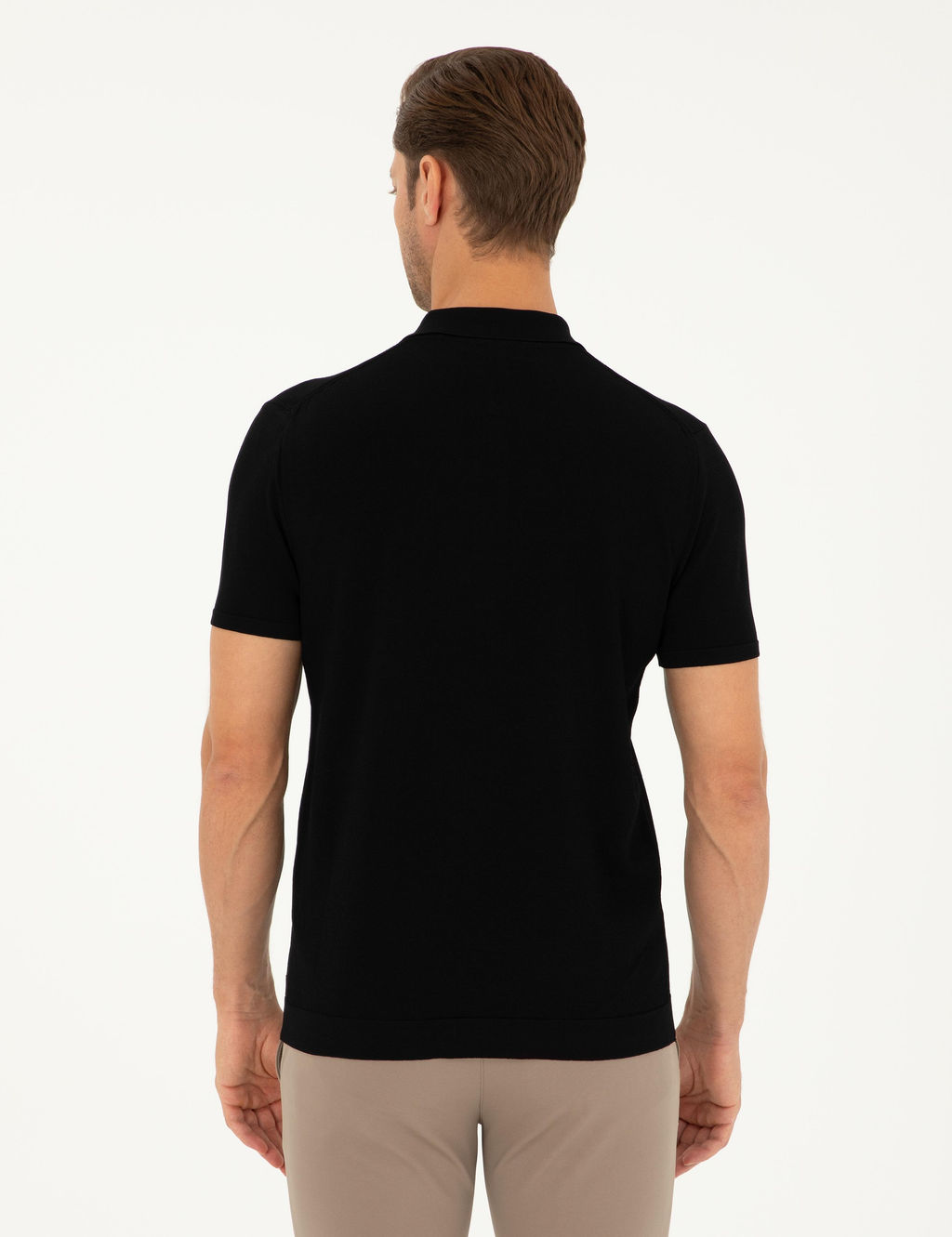 Siyah Slim Fit Fermuarl_ Polo Yaka Triko Ti__rt - Pierre cardin фото 5