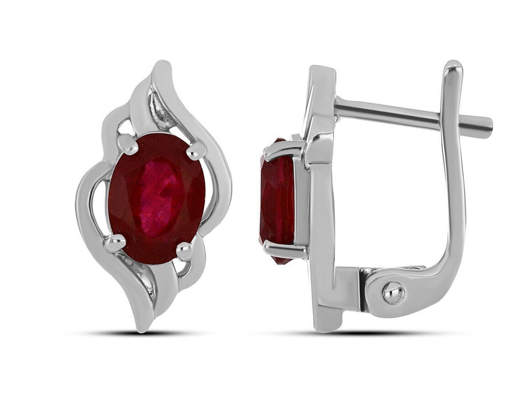 Серьги, 2 рубин корунд овал 5х7 - 2 , 72 ct, Ольга